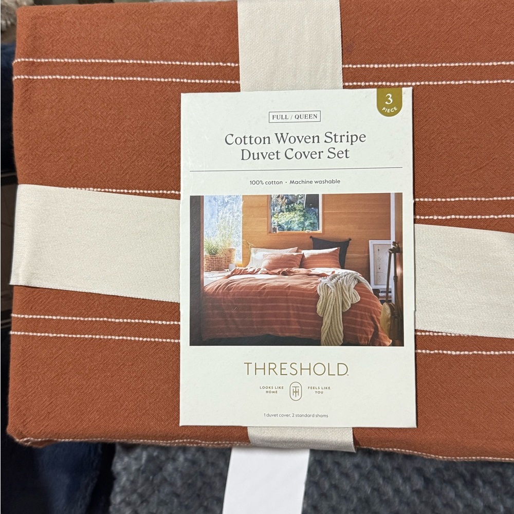 Threshold Terracotta Stripe Duvet Cover Set